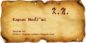 Kapus Noémi névjegykártya