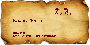Kapus Noémi névjegykártya